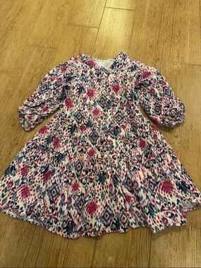 Girls Pink & Blue Floral Tiered Dress - Zara Sz 8